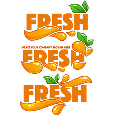 vector collection of bright and shine logo, stickers, emblems and banners for orange fresh juice