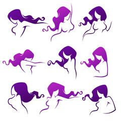 intimate hygiene and female beauty, vector lady poses collection for your logo