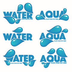 glossy and shine set of water design logo template,  stickers, emblems, signs and tags