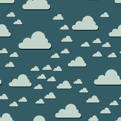Clouds seamless pattern. Vector illustration. Abstract cartoon cloudscape decorative background