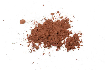 pile of cocoa powder isolated on white background