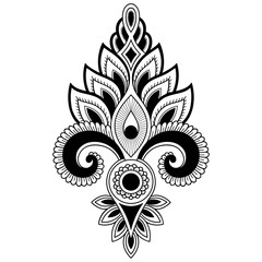 Henna tattoo flower template in Indian style. Ethnic floral paisley - Lotus. Mehndi style. Ornamental pattern in the oriental style.