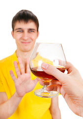 Young Man deny an Alcohol