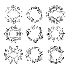 A large set of circular design elements.