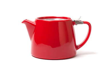 Modern Red teapot isolated on white background