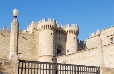 Fototapeta na wymiar Fortifications of Old Town of Rhodes - Sea Gate, Greece