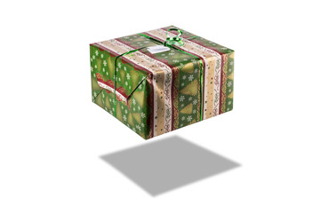 Christmas gift box isolated on white background. colorful present box.   