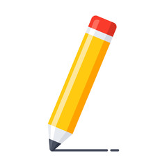 Yellow pencil, vector illustration in flat style