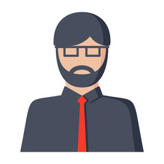 University professor, bearded man, vector icon in flat style