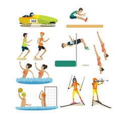 Fototapeta na wymiar Vector set of sport competitions icons in flat style
