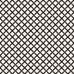 Weave Seamless Pattern. Braiding Background of Intersecting Stripes Lattice. Black and White Geometric Vector Illustration.