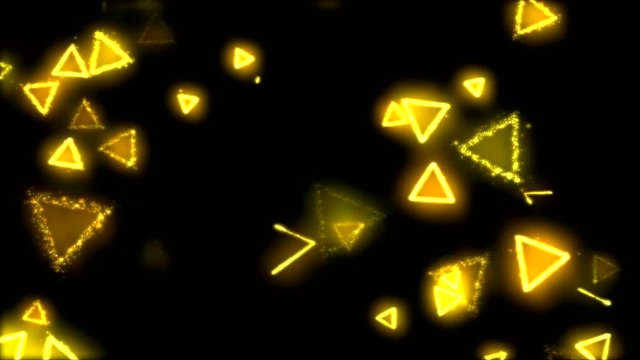 Drawing Triangle Shapes on Black Background Animation - Loop Yellow