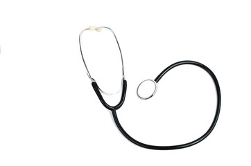 black stethoscope on a white isolated