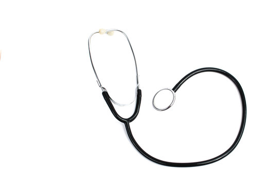 black stethoscope on a white isolated