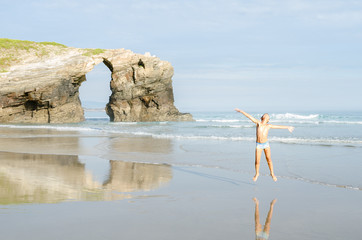 Famous Spanish destination, Cathedrals beach, Galicia, Spain © acongar