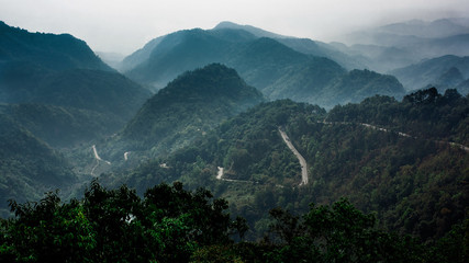 Beautiful Mountains Landscape and Mist at Doi ang khang