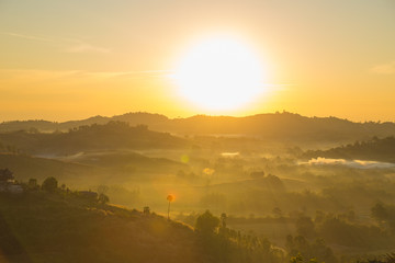 Mist-covered mountains