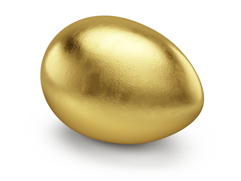 Golden Egg Isolated On White - 3d Render