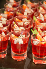   fruit jelly made from  strawberries with fruit and slice