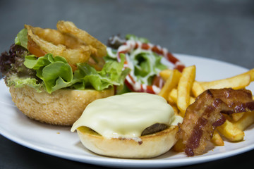 Cheese burger with a bacon