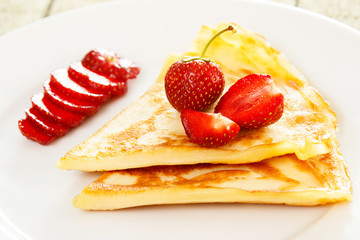 Pancakes with strawberries