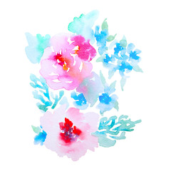 Fototapeta na wymiar Watercolor flowers illustration. Isolated composition. Good for 