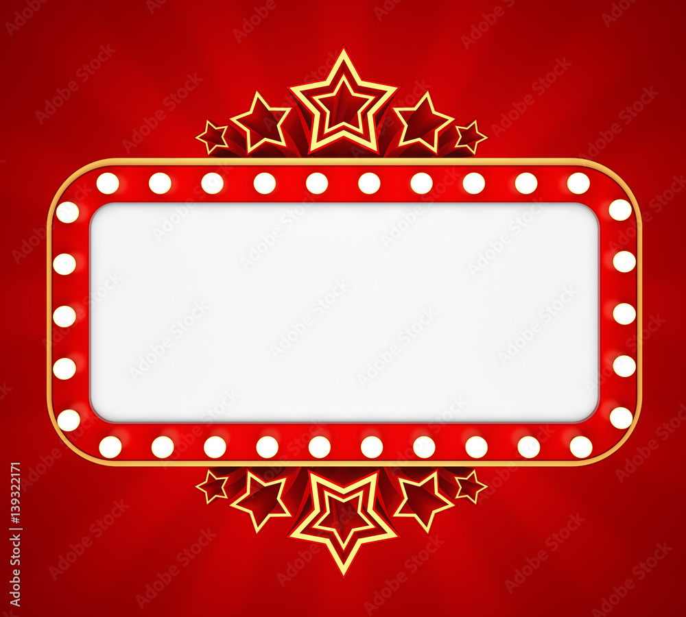 Canvas Prints retro banner with stars on red background