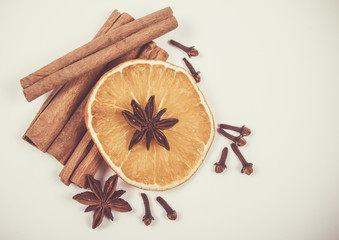 Warming spices - cinnamon, star anise, cloves.