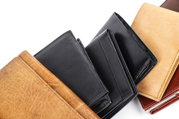 Different wallets on white background