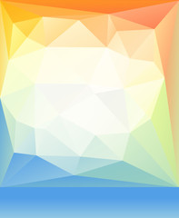 Bright orange blue green spring happy mood low poly background. Abstract vector illustration.