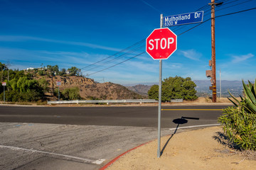 Naklejka premium Mulholland Highway sign, Los Angeles, California