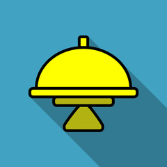dish bright colored icon with long shadow
