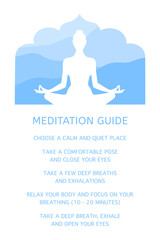 Woman meditating. Silhouette of a human figure in the lotus position. Guide to Meditation