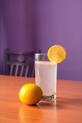 Vitamins in glass of lemonade