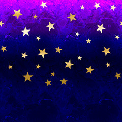 Abstract background for design. Purple watercolor. Golden stars