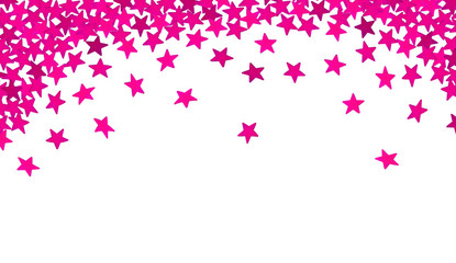 Pink stars in the form of confetti on white