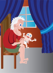 Obraz na płótnie Canvas grandpa with the baby
