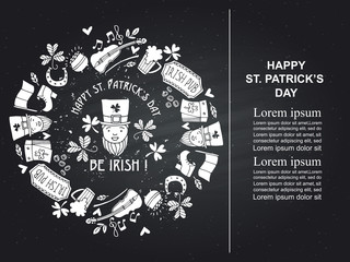 St.Patrick 's Day. Invitation or greeting card. Traditional symbols of the holiday.