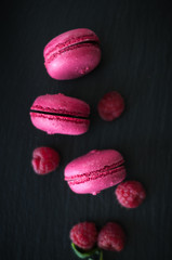 macaroons with raspberries