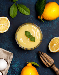 lemon curd in a glass bowl