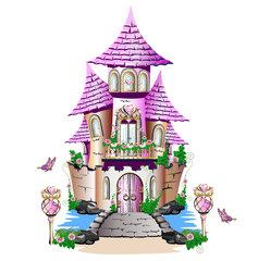 Pink fairy tale castle 