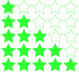 Stars rating isolated on white background. Five stars rating. Vector illustration.