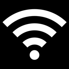 White wifi symbol icon isolated on a black background. Vector illustration.