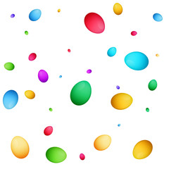 Easter background. Colorful eggs in different shapes