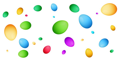 Colorful eggs in different shapes. Easter background.