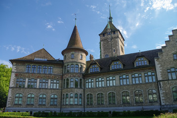 Fototapeta na wymiar View of Swiss National museum (Landesmuseum) in Zurich, Switzerland