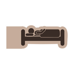 brown emblem sticker bed and person sleeping, vector illustraction design image