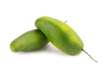 Green mango isolated on a white background