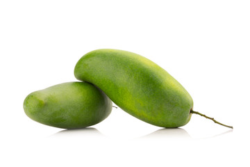 Green mango isolated on a white background