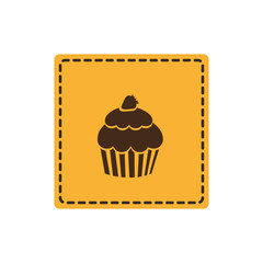 yellow emblem muffin icon, vector illustraction design image